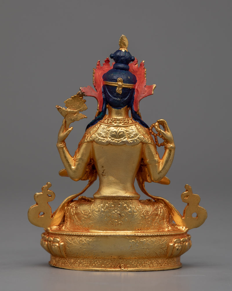 Chenrezig Gold Gilded Statue | Machine Made Sculpture for Meditation