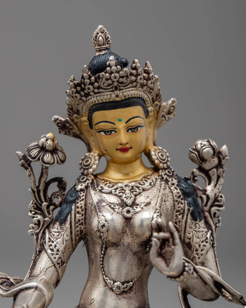 Miniature Green Tara Statue | Traditional Art of Compassionate Deity