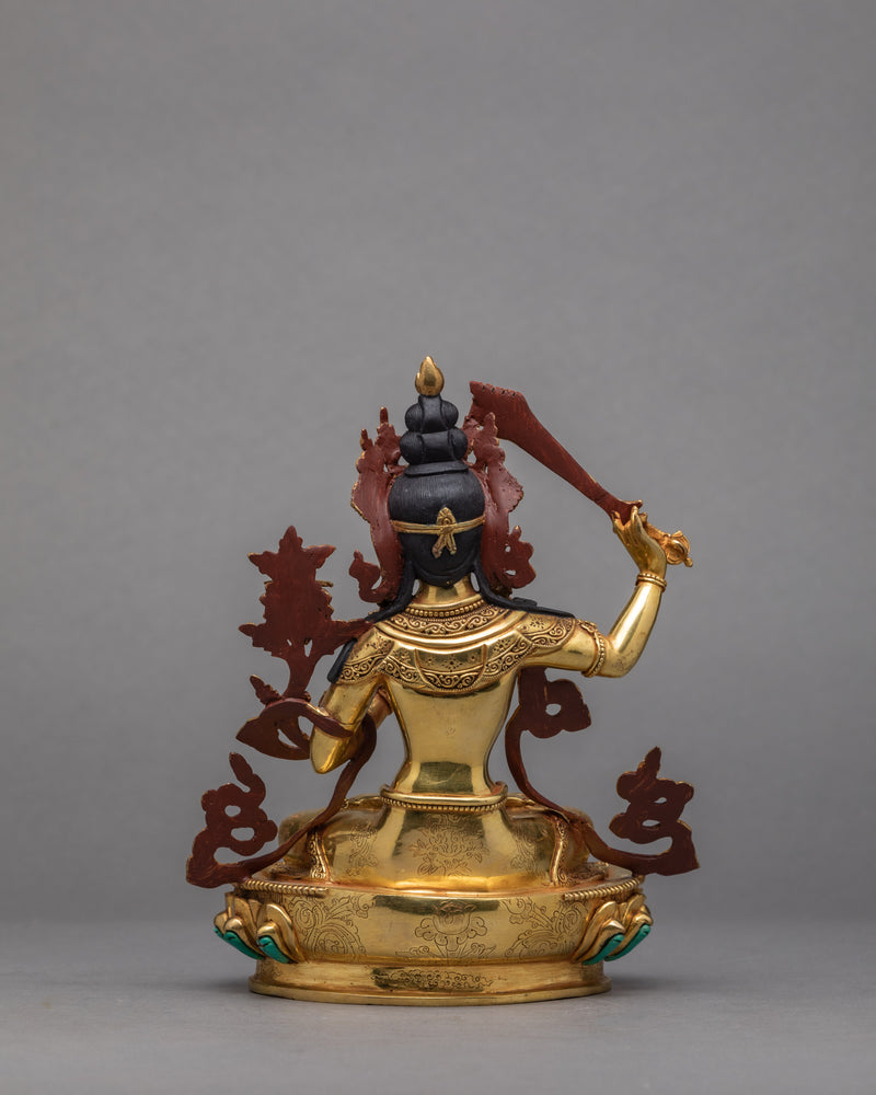 Manjushree Statue | Gold Gilded | Buddhist Sculpture