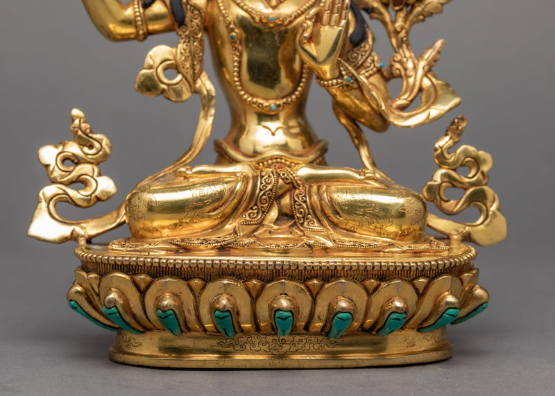 Manjushree Statue | Gold Gilded | Buddhist Sculpture