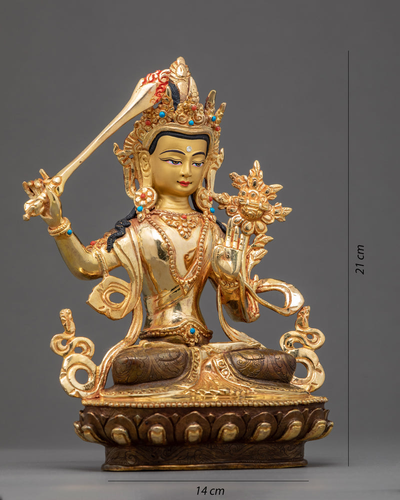 Manjushri Buddhist Sculpture | Traditional Hand Carved Statue