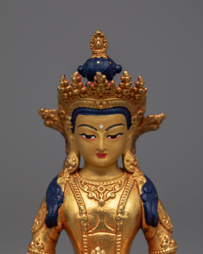 Amitayus Buddha Statue for Meditation and Ritual | Gold Gilded Machine Made Statue