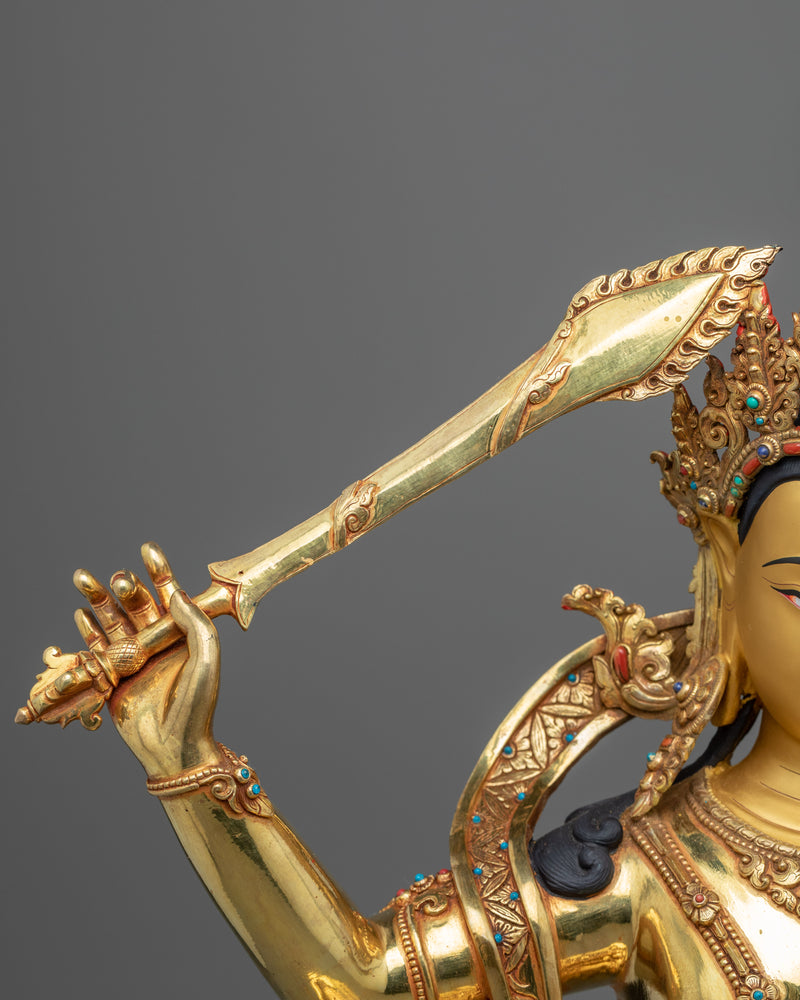 Wisdom Buddha Mantra Practice Statue | Traditional Tibetan Bodhisattva Of Wisdom