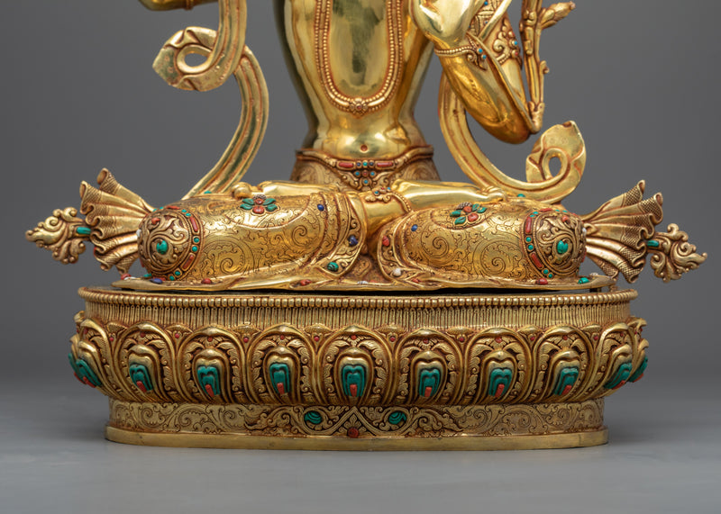 Wisdom Buddha Mantra Practice Statue | Traditional Tibetan Bodhisattva Of Wisdom