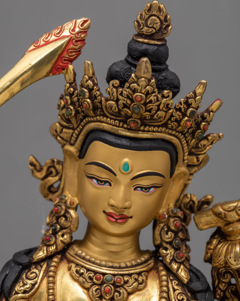 Manjushri Statue | Bodhisattva Of Wisdom | 24K Gold Coated Sculpture