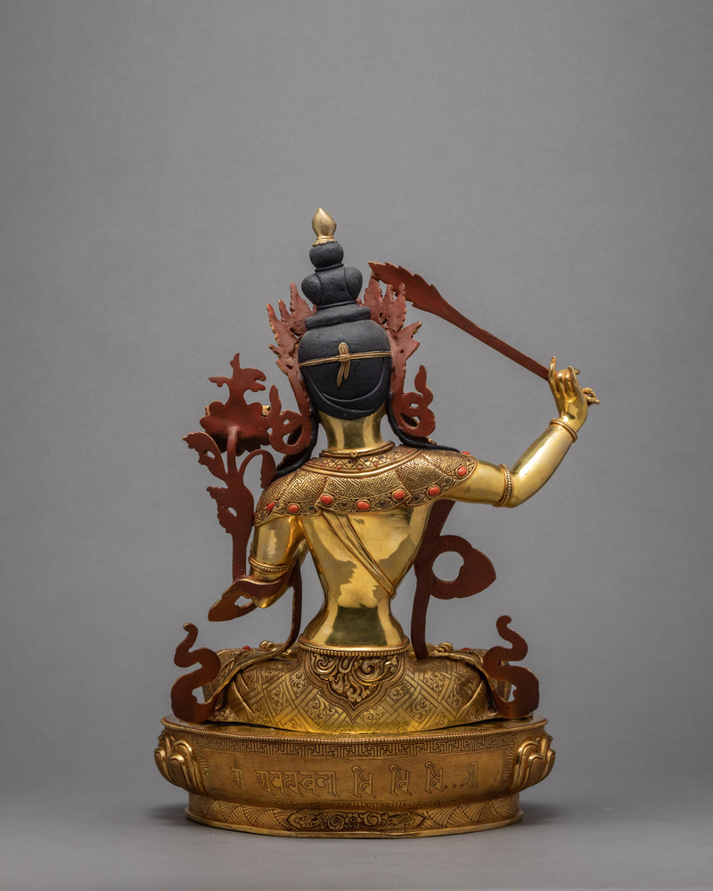 Manjushree Statue | Himalayan Buddhist Art | 24k Gold Glided statue