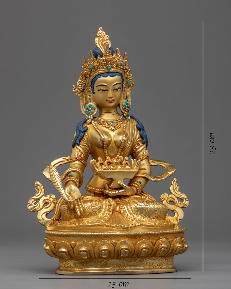 Kshitigarbha Gold Plated Statue | Himalayan Art of Nepal