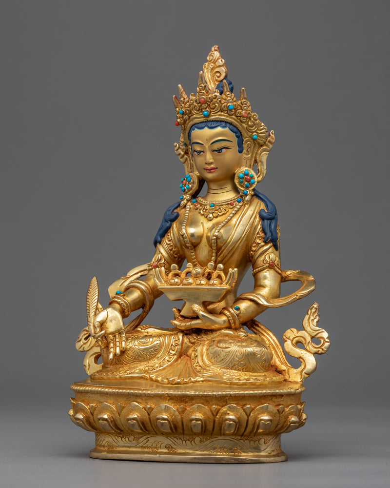 Kshitigarbha Gold Plated Statue | Himalayan Art of Nepal