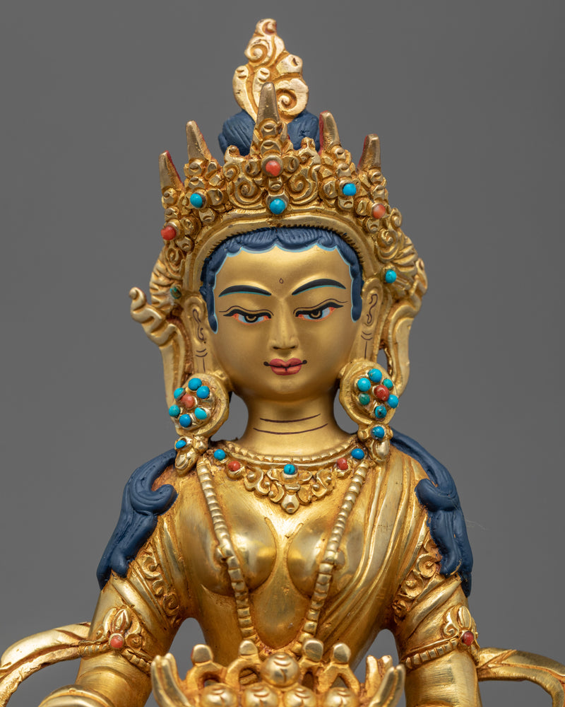 Kshitigarbha Gold Plated Statue | Himalayan Art of Nepal