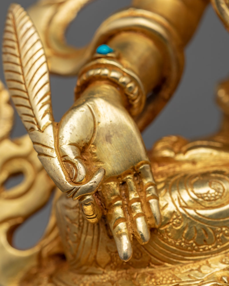 Kshitigarbha Gold Plated Statue | Himalayan Art of Nepal