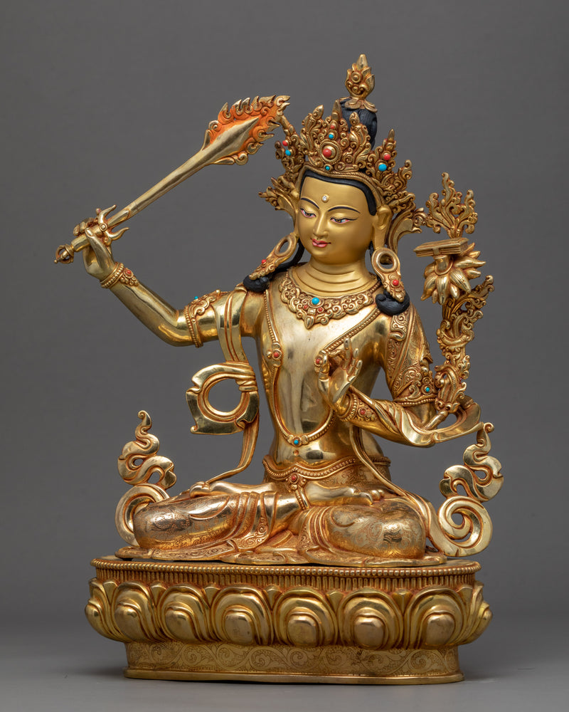 Manjushri Bodhisattva Deity Statue | Handcrafted Wisdom Deity