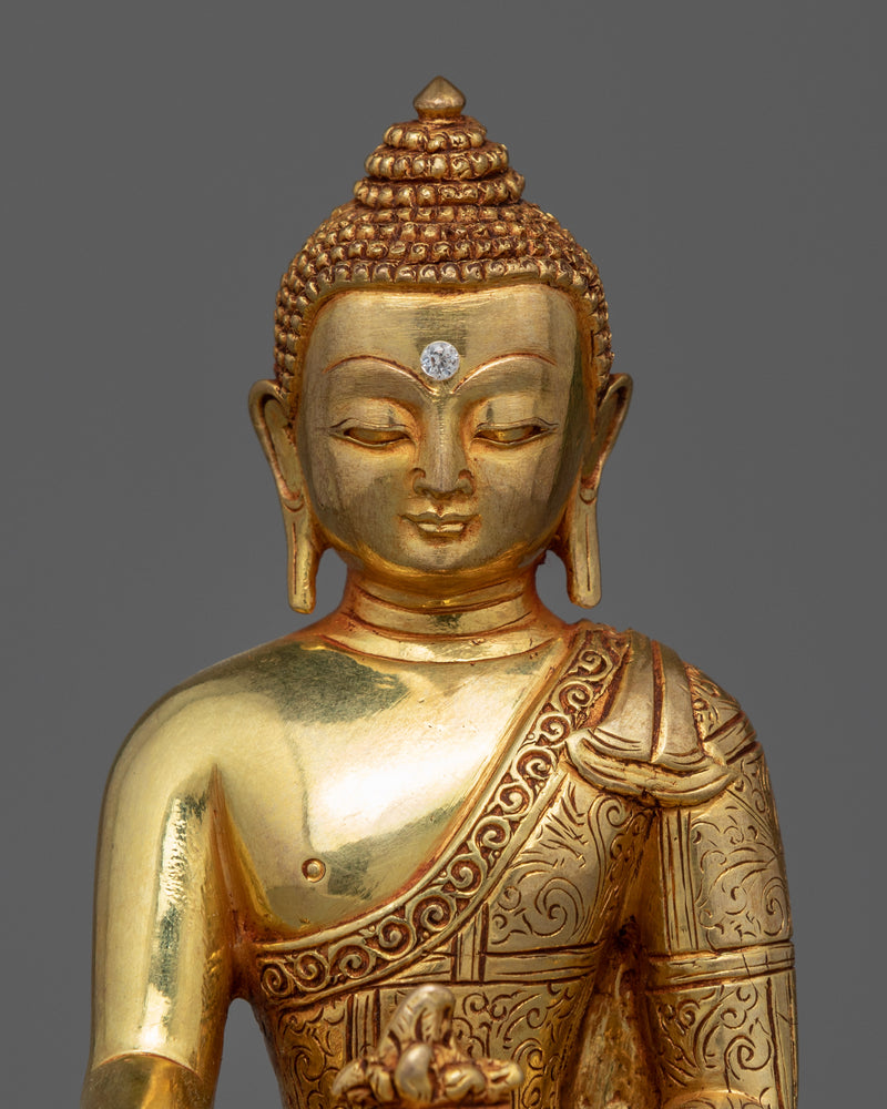 Gold Statue For Benefits Of Medicine Buddha Mantra | Bhaisajyaguru The Medicine Buddha Figurine