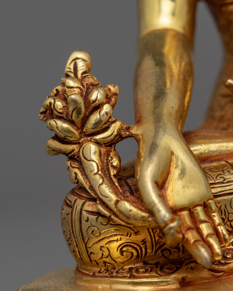 Gold Statue For Benefits Of Medicine Buddha Mantra | Bhaisajyaguru The Medicine Buddha Figurine