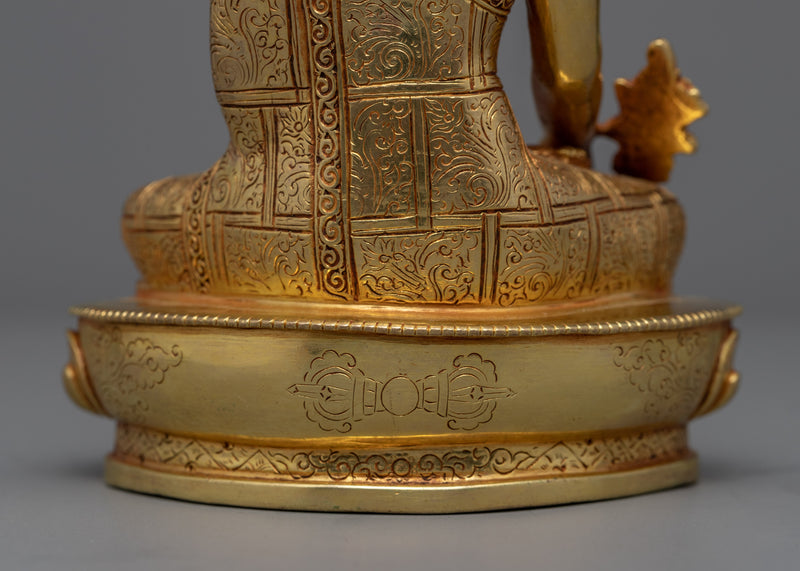 Gold Statue For Benefits Of Medicine Buddha Mantra | Bhaisajyaguru The Medicine Buddha Figurine