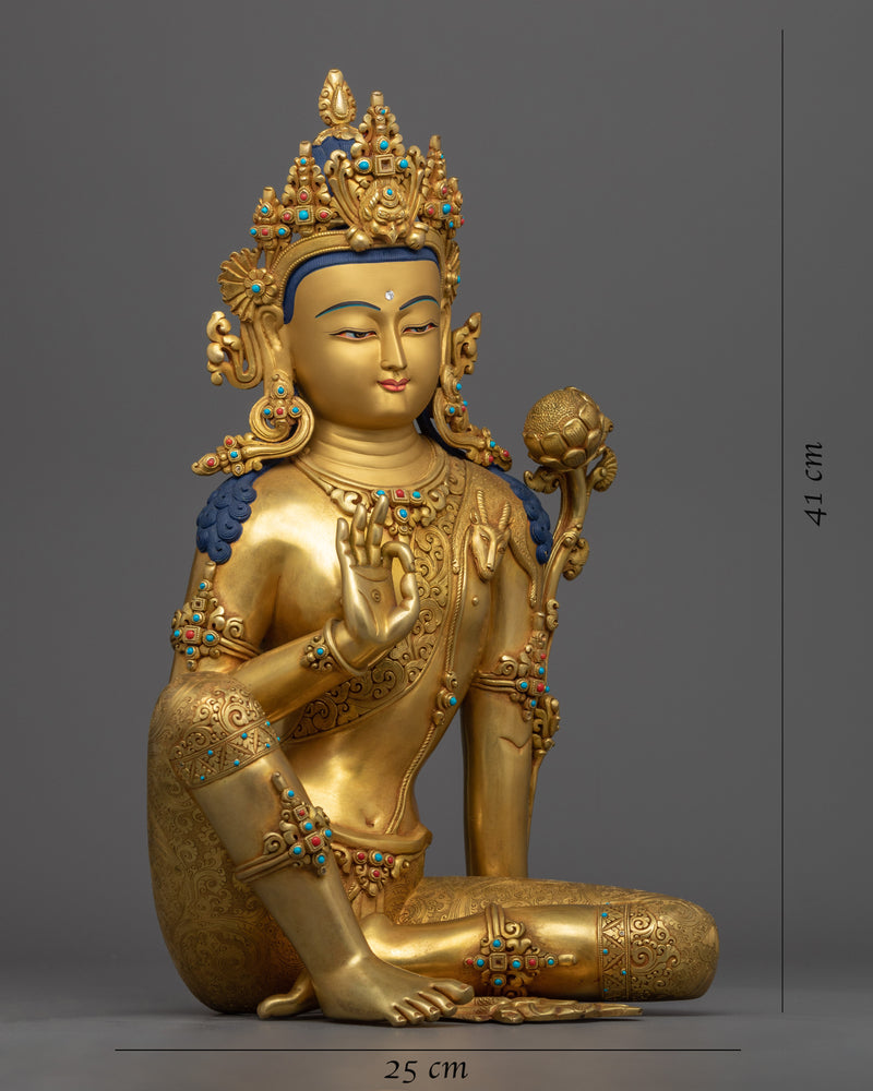 Gold Gilded Avalokiteshvara Chenrezig Statue | Handcrafted Buddhist Statue for Meditation