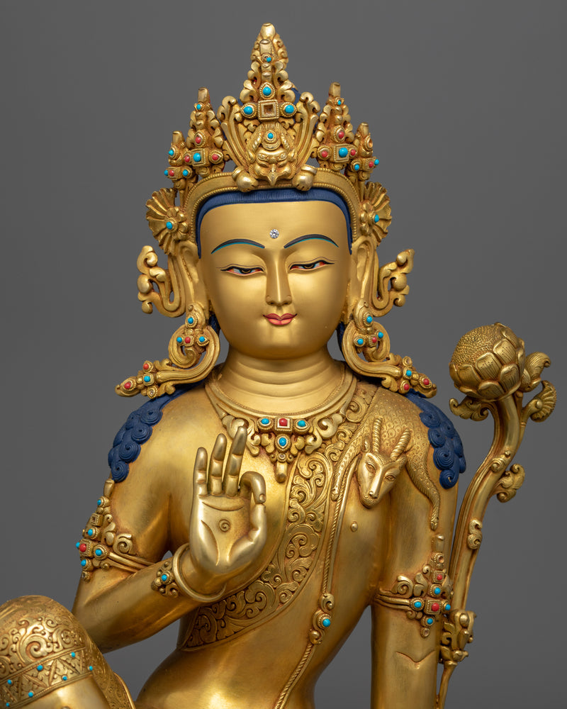 Gold Gilded Avalokiteshvara Chenrezig Statue | Handcrafted Buddhist Statue for Meditation