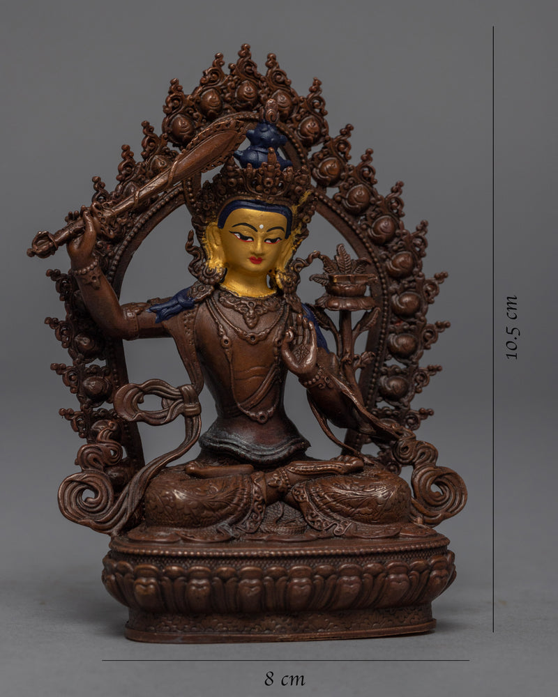 Machine-Made Manjushri Sword Statue | Bodhisattva Manjushri Gold Gilded Art