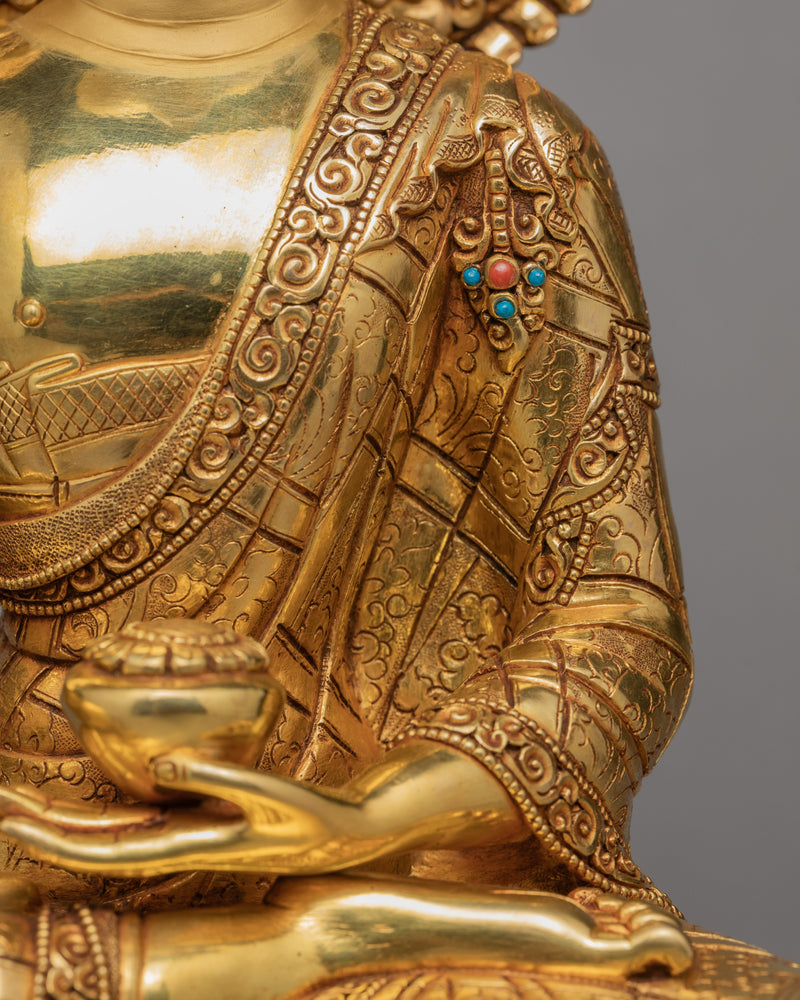 Gautam Buddha Statue | Gold Gilded Art | Tibetan Sculpture