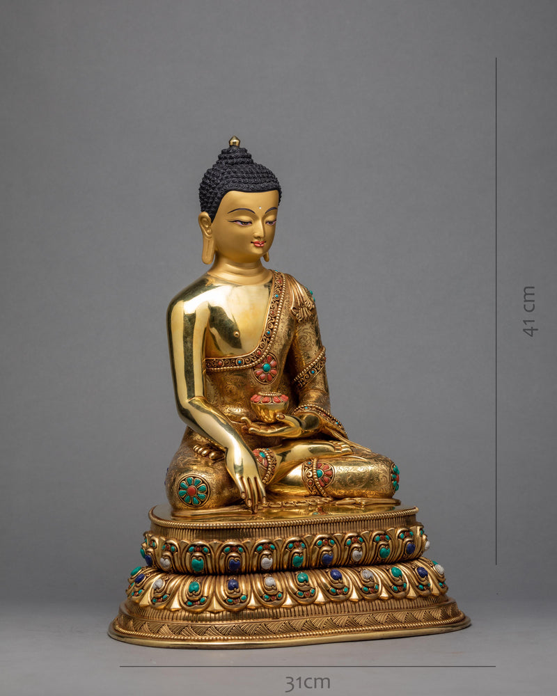 Shakyamuni  Buddha Statue | Gold Plated Gautam Buddha Statue