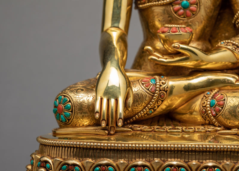 Shakyamuni  Buddha Statue | Gold Plated Gautam Buddha Statue