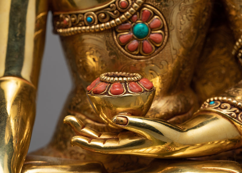 Shakyamuni  Buddha Statue | Gold Plated Gautam Buddha Statue