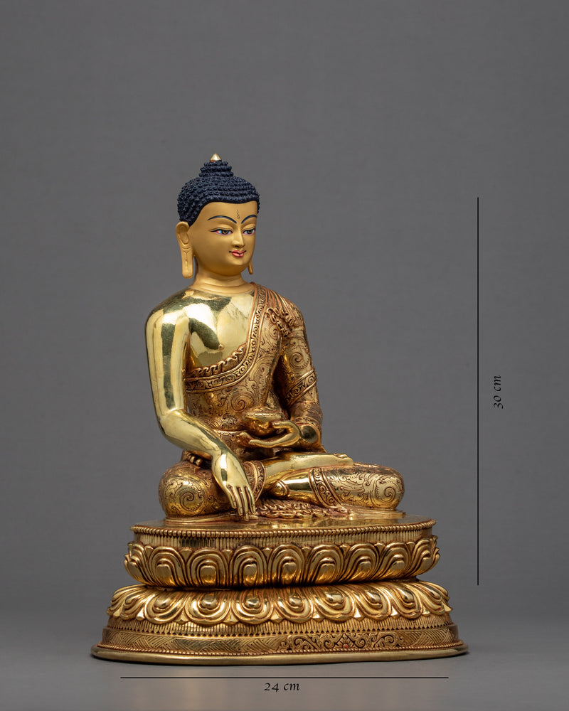 Shakyamuni Buddha Statue | Buddhist Sculpture | 24k Gold Gilded