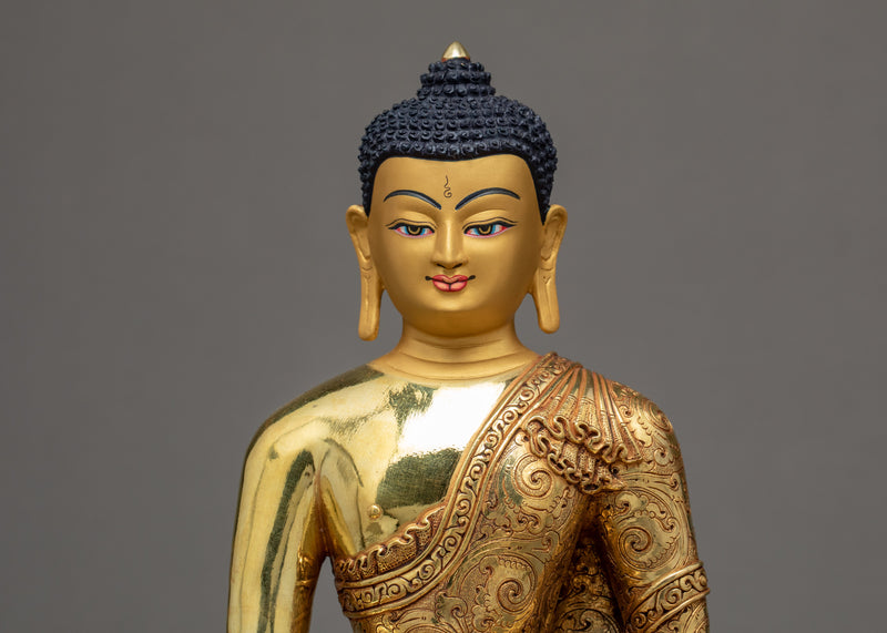 Shakyamuni Buddha Statue | Buddhist Sculpture | 24k Gold Gilded