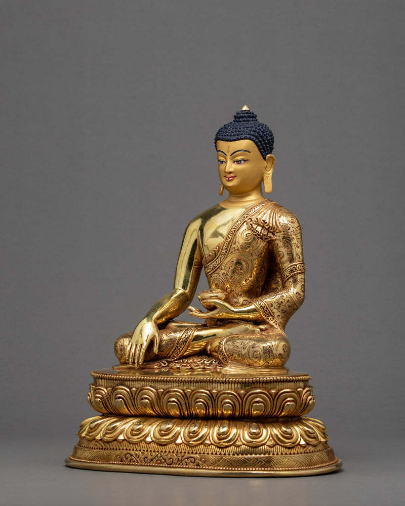 Shakyamuni Buddha Statue | Buddhist Sculpture | 24k Gold Gilded