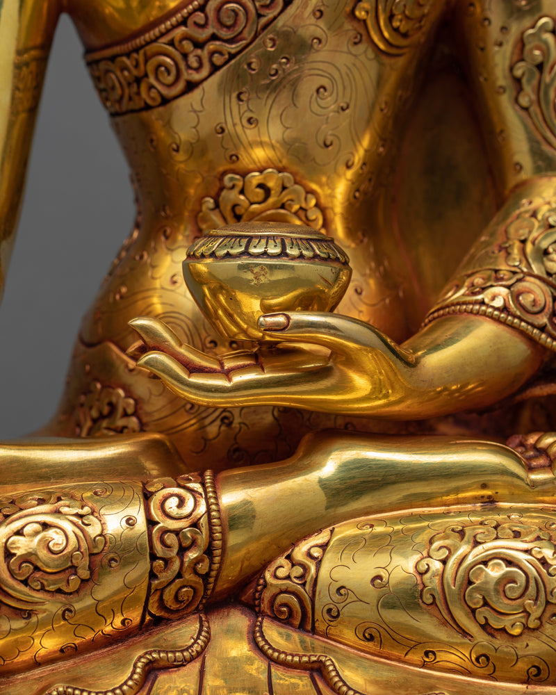 Tibetan Shakyamuni Buddha Statue | Hand Crafted With 24K Gold