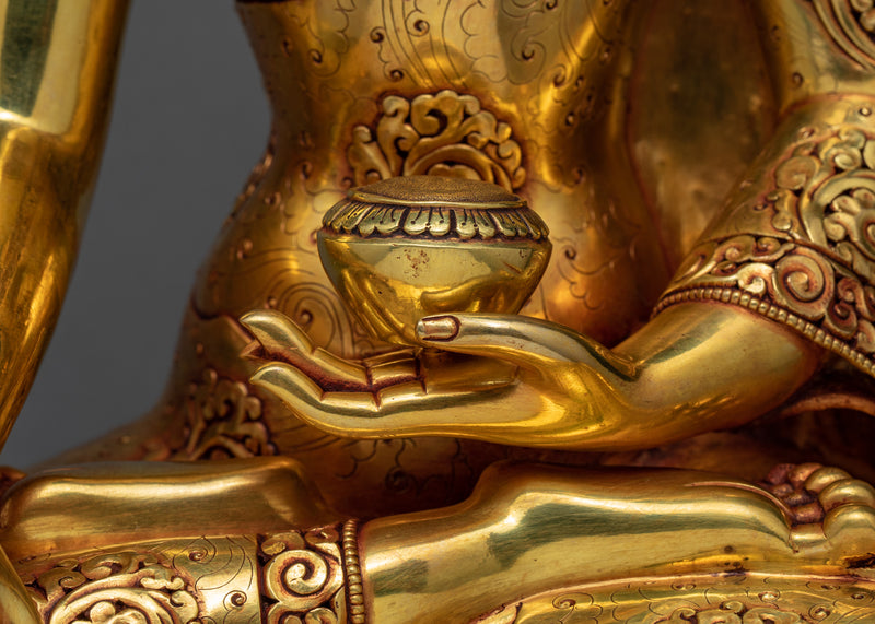 Tibetan Shakyamuni Buddha Statue | Hand Crafted With 24K Gold