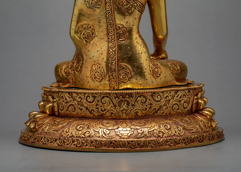 Tibetan Shakyamuni Buddha Statue | Hand Crafted With 24K Gold