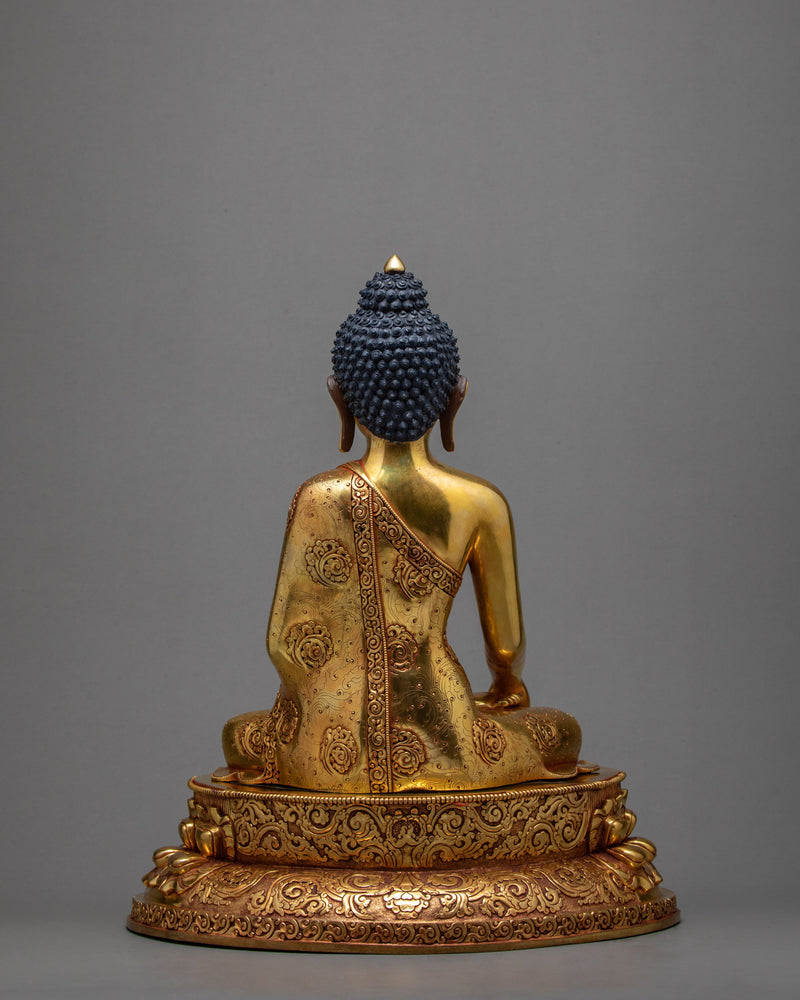 Tibetan Shakyamuni Buddha Statue | Hand Crafted With 24K Gold