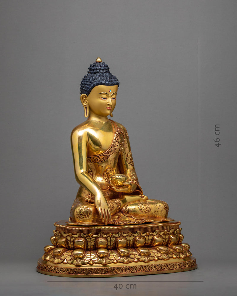 Tibetan Shakyamuni Buddha Statue | Hand Crafted With 24K Gold