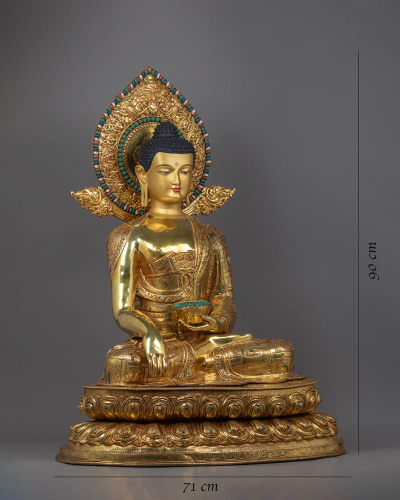 Seated Shakyamuni Buddha | Handmade Gold Statue | Hand-Crafted Himalayan Art