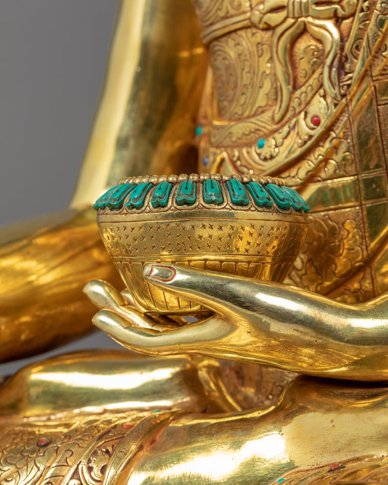 Seated Shakyamuni Buddha | Handmade Gold Statue | Hand-Crafted Himalayan Art