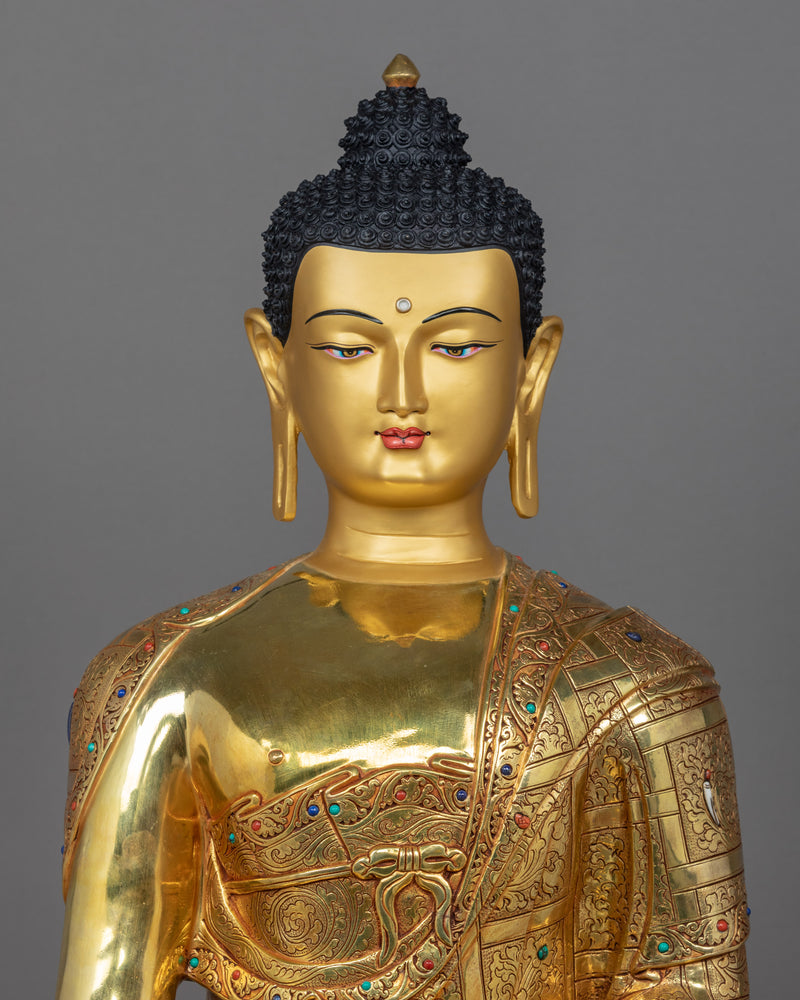 Seated Shakyamuni Buddha | Handmade Gold Statue | Hand-Crafted Himalayan Art