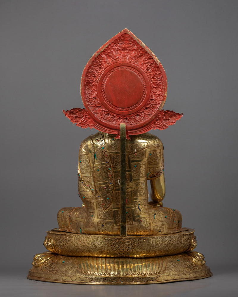 Seated Shakyamuni Buddha | Handmade Gold Statue | Hand-Crafted Himalayan Art