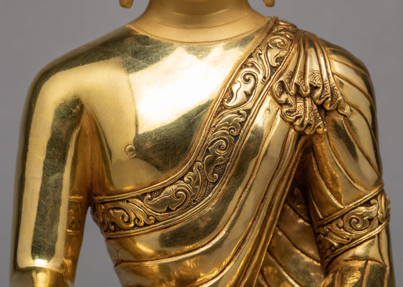 Shakyamuni Buddha Statue | Tibetan Sculpture | Plated With Gold Art