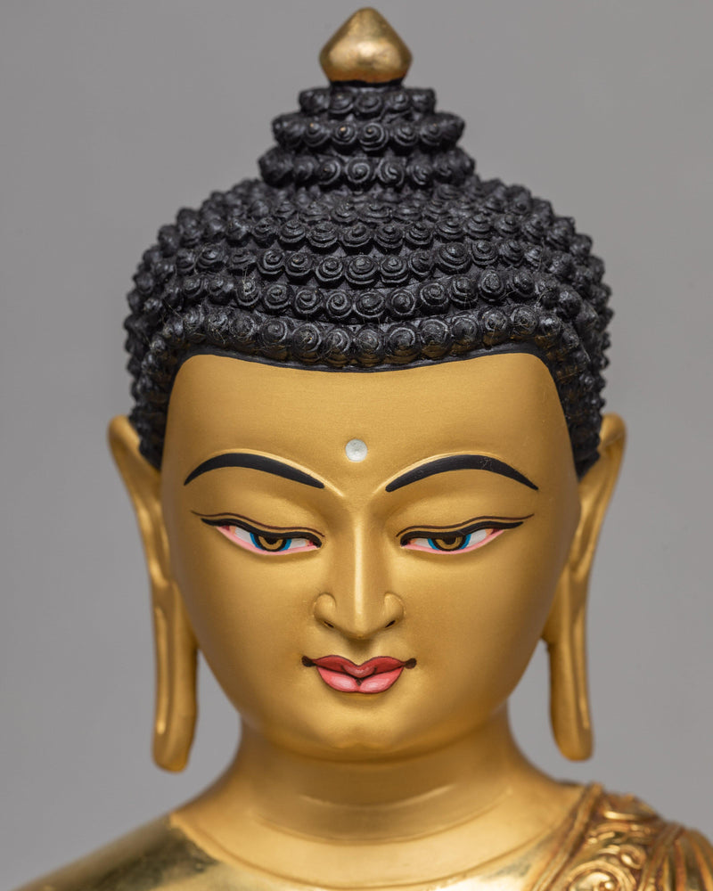 Shakyamuni Buddha Statue | Tibetan Sculpture | Plated With Gold Art