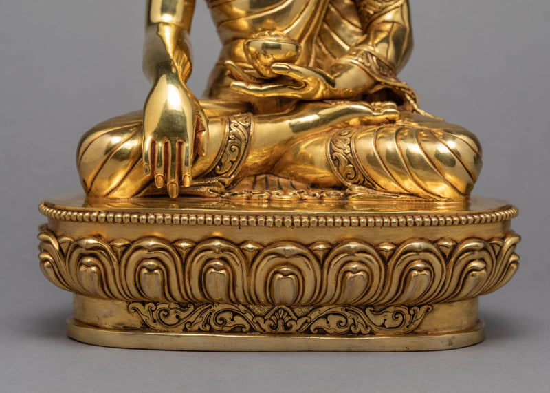 Shakyamuni Buddha Statue | Tibetan Sculpture | Plated With Gold Art