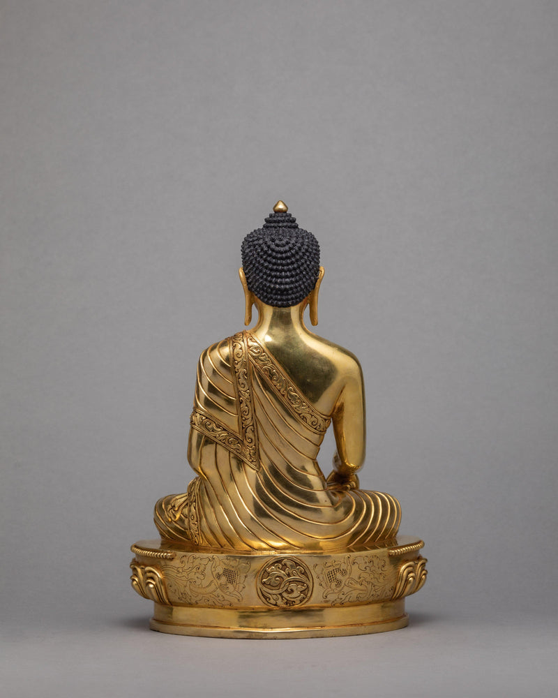 Shakyamuni Buddha Statue | Tibetan Sculpture | Plated With Gold Art