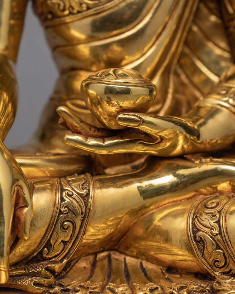 Shakyamuni Buddha Statue | Tibetan Sculpture | Plated With Gold Art