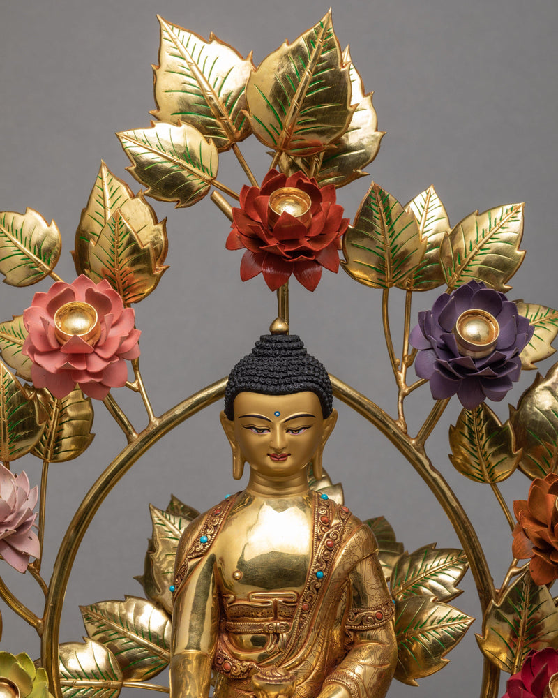 Shakyamuni Buddha In Throne | Gold Plated Statue