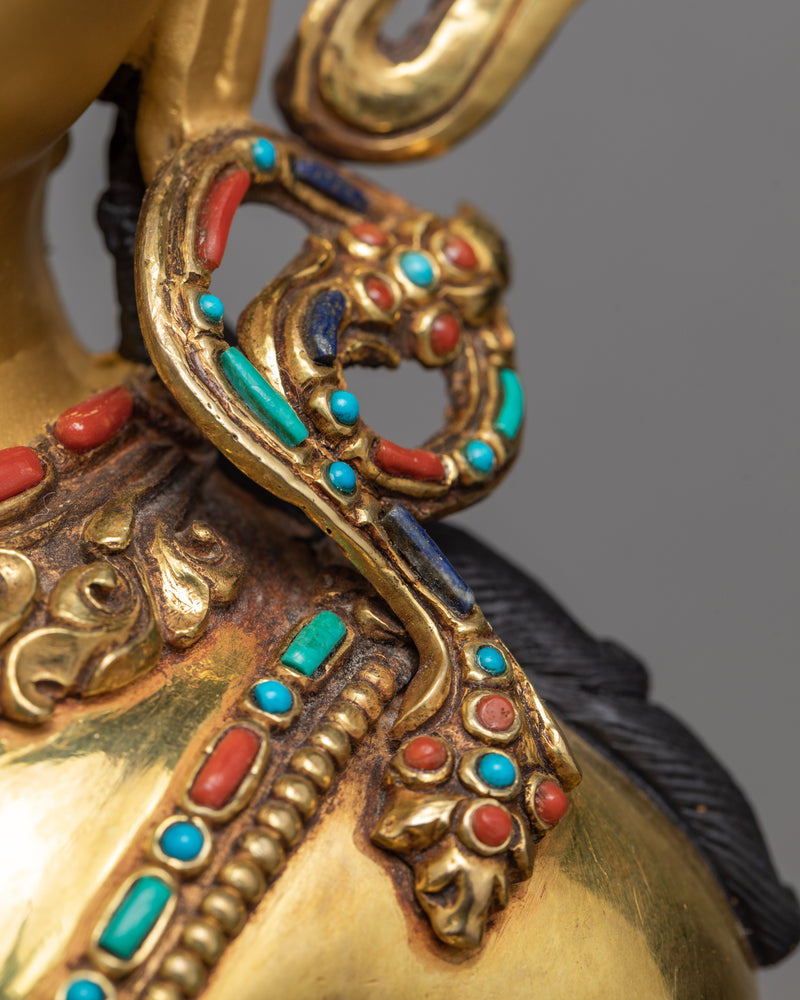 Shakyamuni Buddha With Crown | Plated in 24K Gold | Buddha Statue