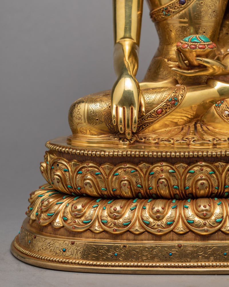 Buddha Shakyamuni Statue | Gold Plated Traditional Gautam Buddha Statue