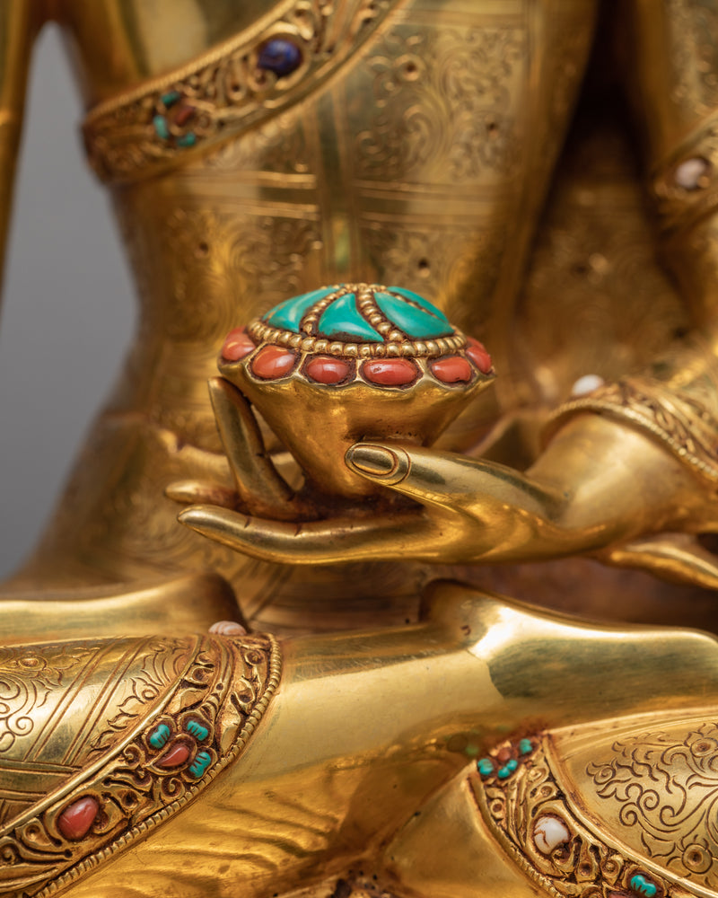 Buddha Shakyamuni Statue | Gold Plated Traditional Gautam Buddha Statue