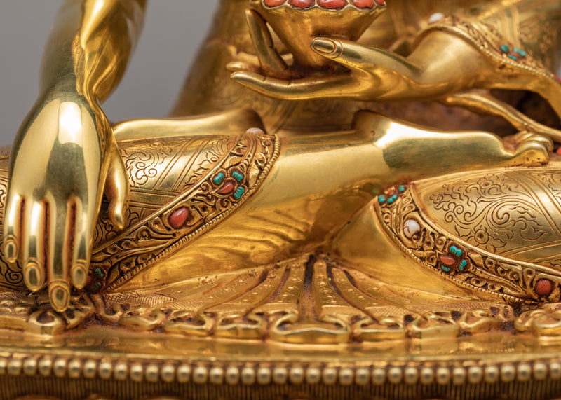 Buddha Shakyamuni Statue | Gold Plated Traditional Gautam Buddha Statue