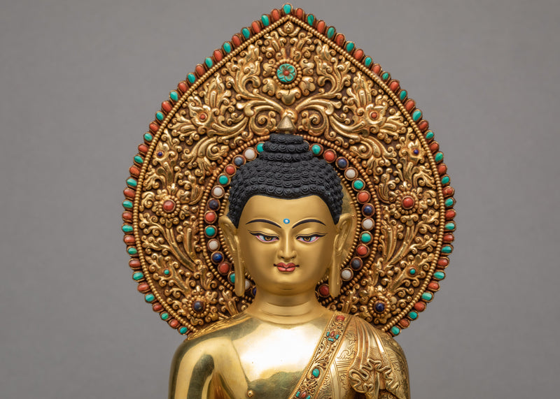 Buddha Shakyamuni Statue | Gold Plated Traditional Gautam Buddha Statue