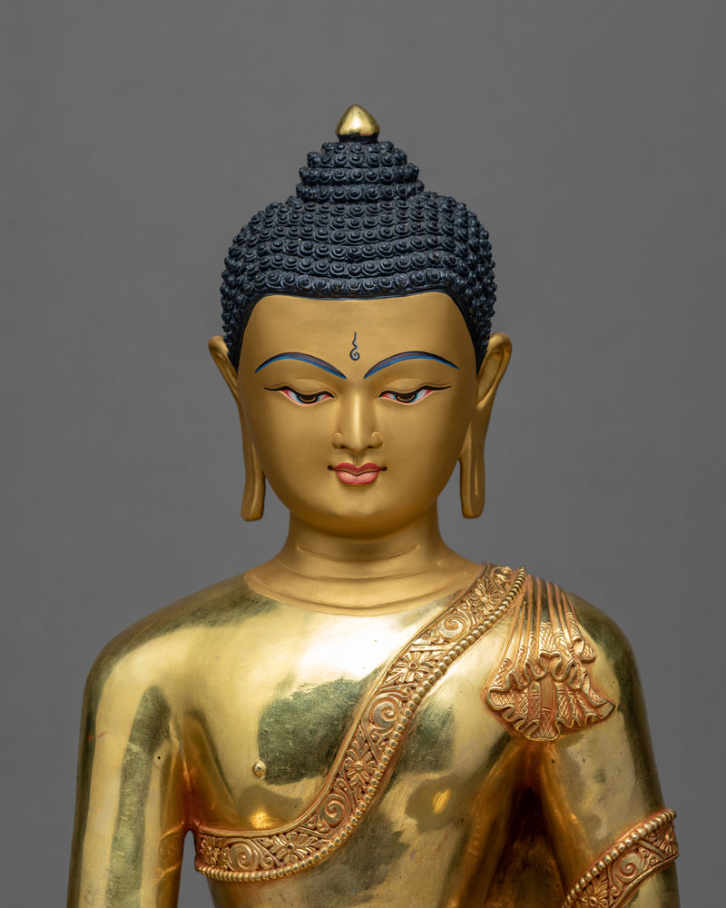 Siddhartha Shakyamuni Statue | Tibetan Buddhist Art | Plated with 24k Gold