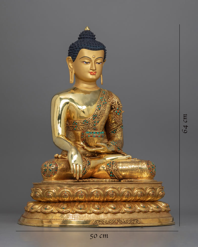 Traditional Gold-Gilded Buddha Gotama Statue | 24K Gold Hand-Carved Scultpture